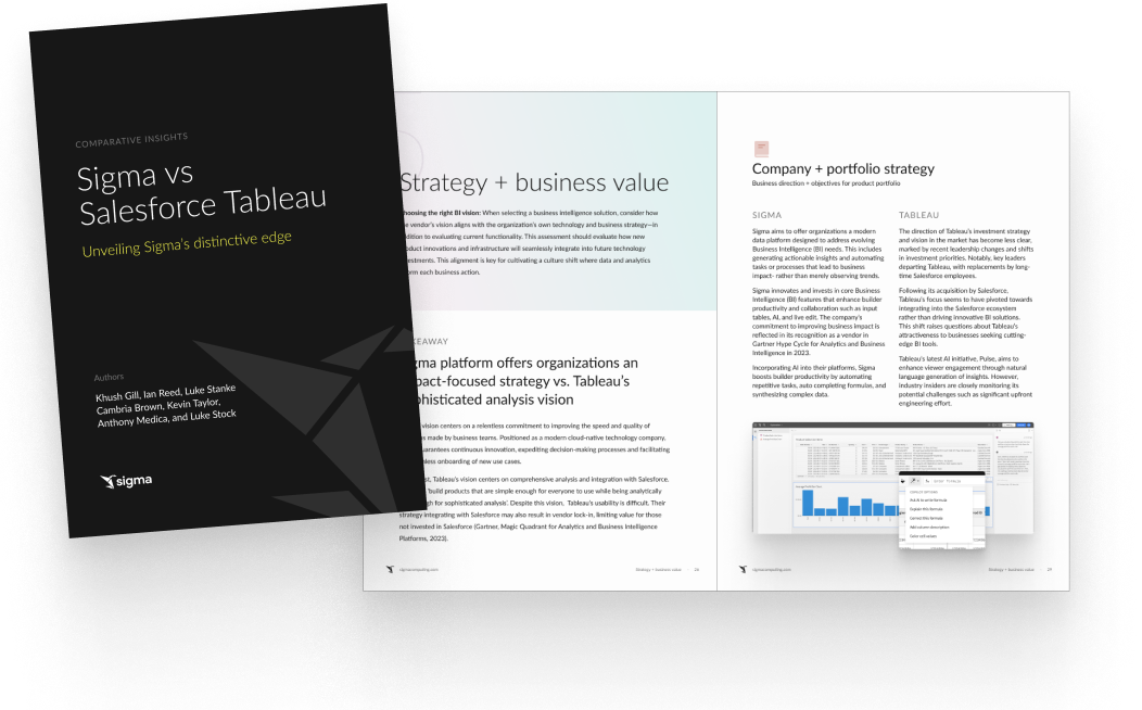 eBook cover: Sigma vs Salesforce Tableau.