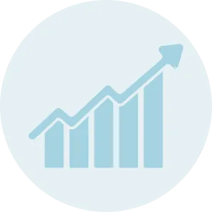 A blue arrow pointing upwards.
